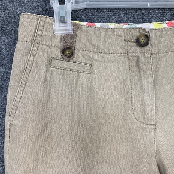 Boden Khaki Pants Women 6R Straight Leg Roll Tab Hem Cotton Blend - Picture 5 of 15